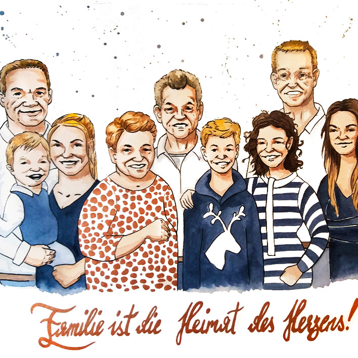 Familie ist die Heimat des Herzens Illustration