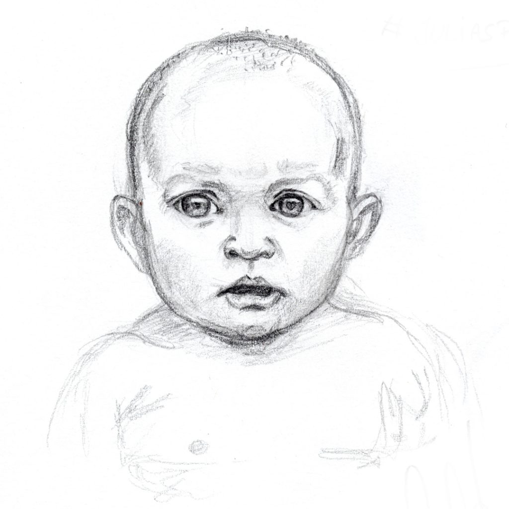 Bleistitftportrait eines Babys