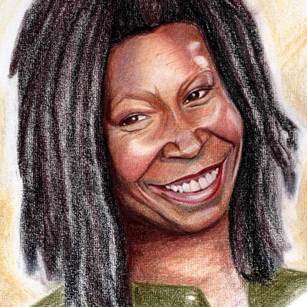 Buntstiftportät Whoopie Goldberg