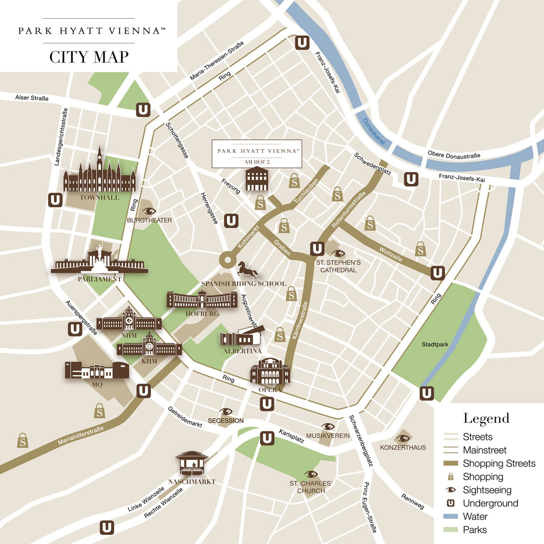 Citymap mit Icons für Park Hyatt Vienna