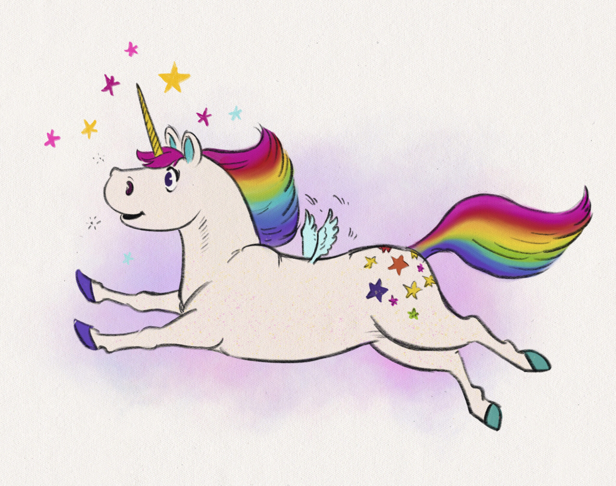 Süßes fliegendes Regenbogen-Einhorn